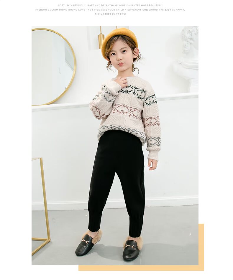 Quần bé gái Nam Cực 2018 mới mùa thu đông trẻ em quần len cạp cao cạp cao bé thường mặc rộng rãi quần kaki cho bé
