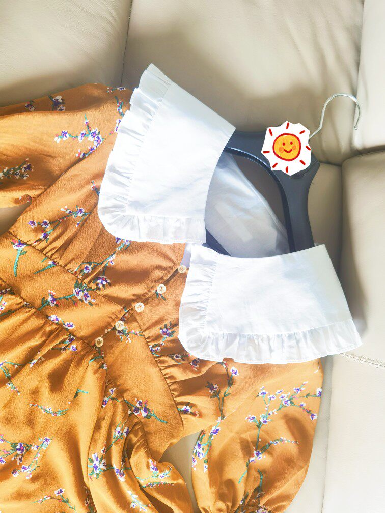 товар из китая 粒粒定制纯棉大v领假领子纯白花边女装搭配娃娃领复古风搭配v领