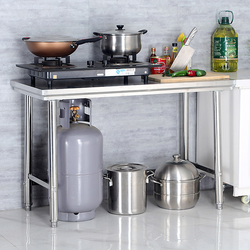 Single layer stainless steel kitchen shelve with a layer of gas tank shelf hearth containing pan rack table noodle cutting and sautning table