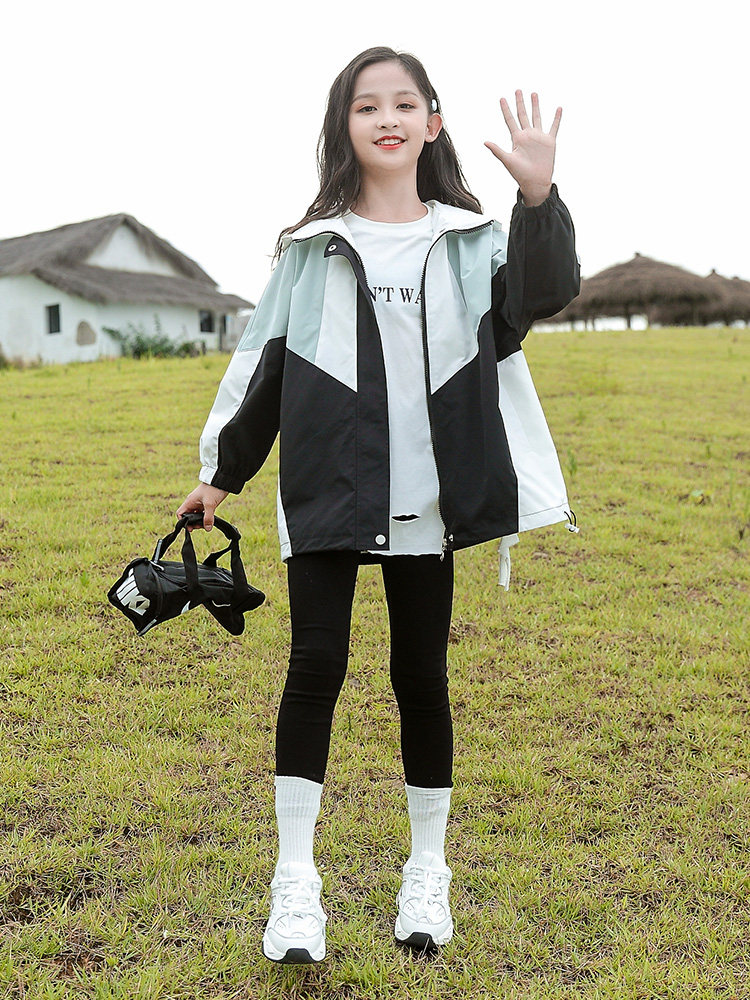Girl's spring autumn sports jacket 2023 new foreign air trendy children clothes CUHK children casual girls windsurges-Taobao