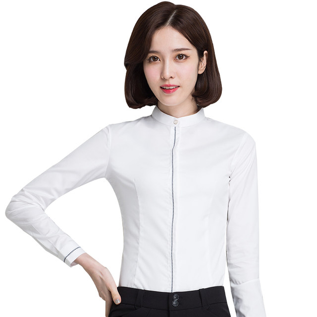 Professional white shirt female long-sleeved Korean version ol slim formal work clothes shirt ladies student jacket cotton spring dress