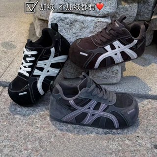 Retro moral training shoes for women in autumn and winter new style plus velvet thick sole casual niche design versatile puff shoes sports forrest shoes