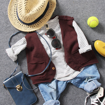 Childrens waistcoat Spring autumn style Boy short Casual Casual Wind Cotton knit Camchia baby 100 lap vests