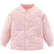 Pom Bear 2023 winter new style childrens baby lightweight and warm girls down jacket lining white duck down medium and large children