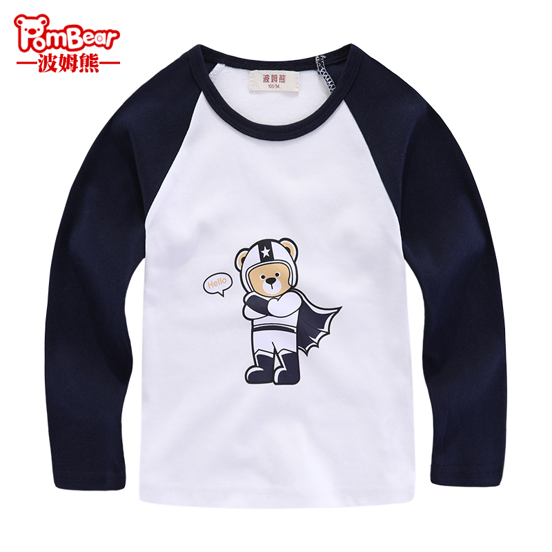 Pom Big Bear Kids 2020 mùa xuân và mùa thu mới Boy Cub Handsome Gas áo Casual Vòng dài tay cổ áo T-shirt.