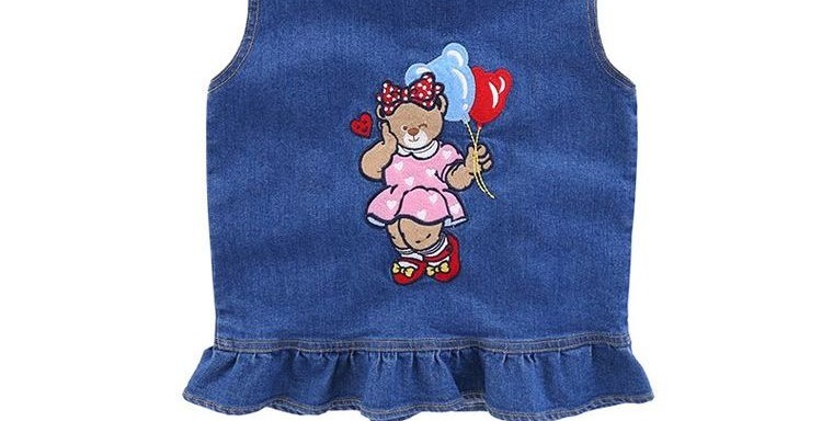 Pom gấu 2018 mùa thu mới cho bé gái denim vest cubs trẻ em lớn phiên bản Hàn Quốc của vest vest váy quần áo trẻ em cao cấp