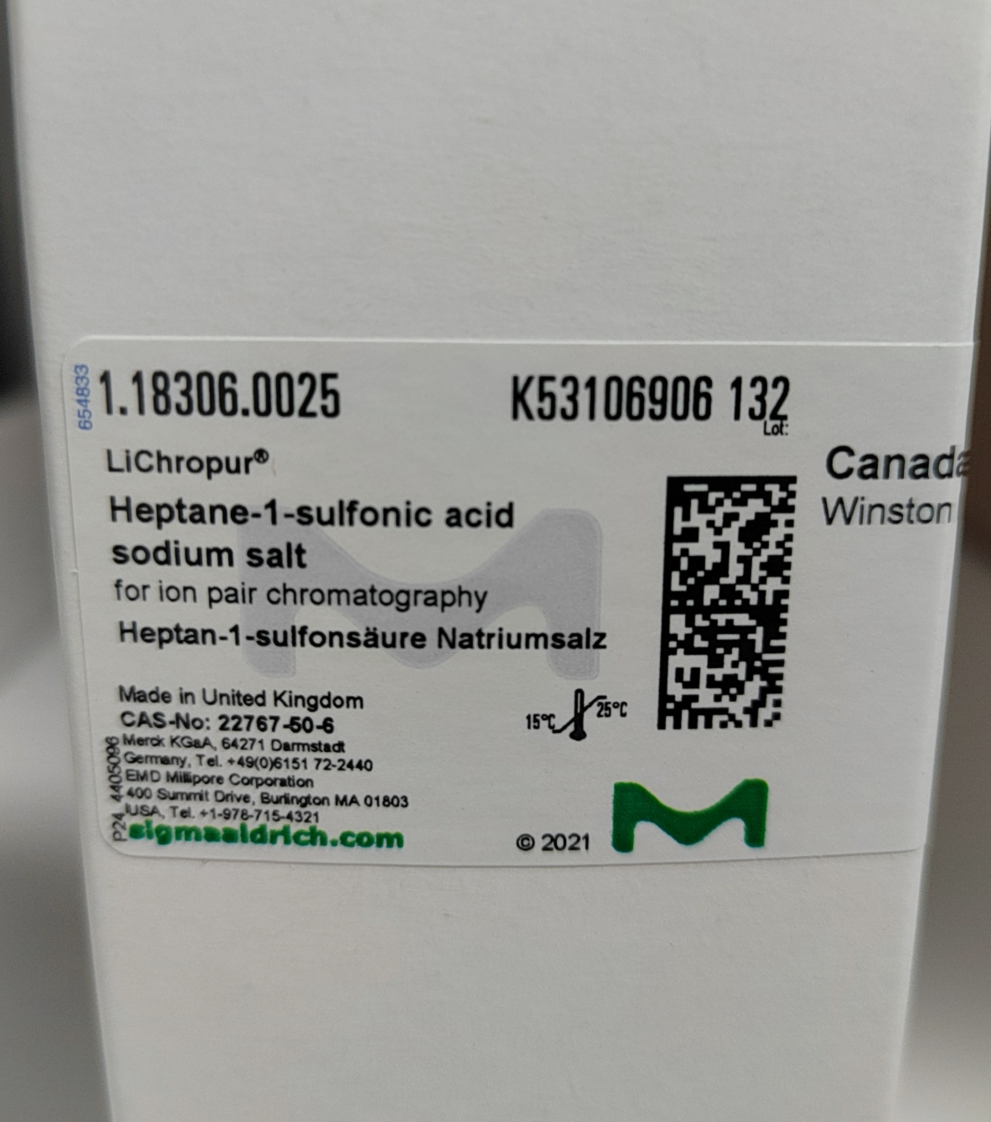 默克Merck 离子对试剂 庚烷磺酸钠1.18306.0025 庚烷-1-磺酸钠盐