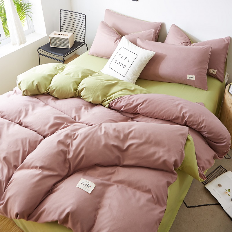 Pink MatchaWashed cotton Quilt cover Quilt cover singleton  1.5 rice 1.8x2.0 Single person student dormitory 150 Double 200 x230 sheets