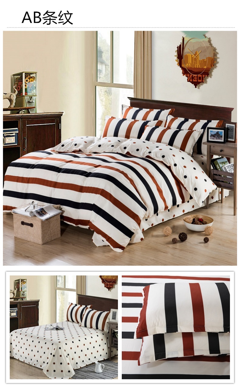 Net đỏ rửa sạch bông denim lanh chăn giường 1.8m giường đơn ký túc xá sinh viên ba mảnh 4 1.2 - Bộ đồ giường bốn mảnh bộ chăn ga gối đệm