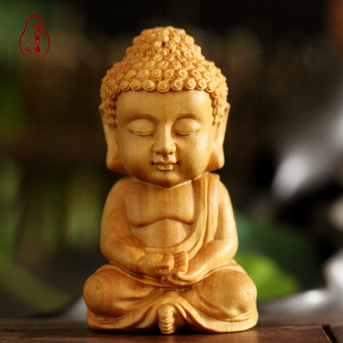 Маленький лист вареного деревянного руля руля Q Версия Шакьямуни Будда Статуя Майтрея Гуаньин персонаж ремесленные подарки