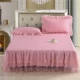 Đám cưới lớn màu đỏ giường bông bedspread váy ren một mảnh hôn nhân 1,8 / 2,0 bông che bụi - Váy Petti