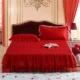 Đám cưới lớn màu đỏ giường bông bedspread váy ren một mảnh hôn nhân 1,8 / 2,0 bông che bụi - Váy Petti