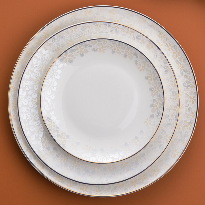 Londa Bone China Tableware Dinner Plate Bone Dish Home Use Lan Ying Plate Particularly Beautiful High-End Stir-Fry Plate Breakfast Plate