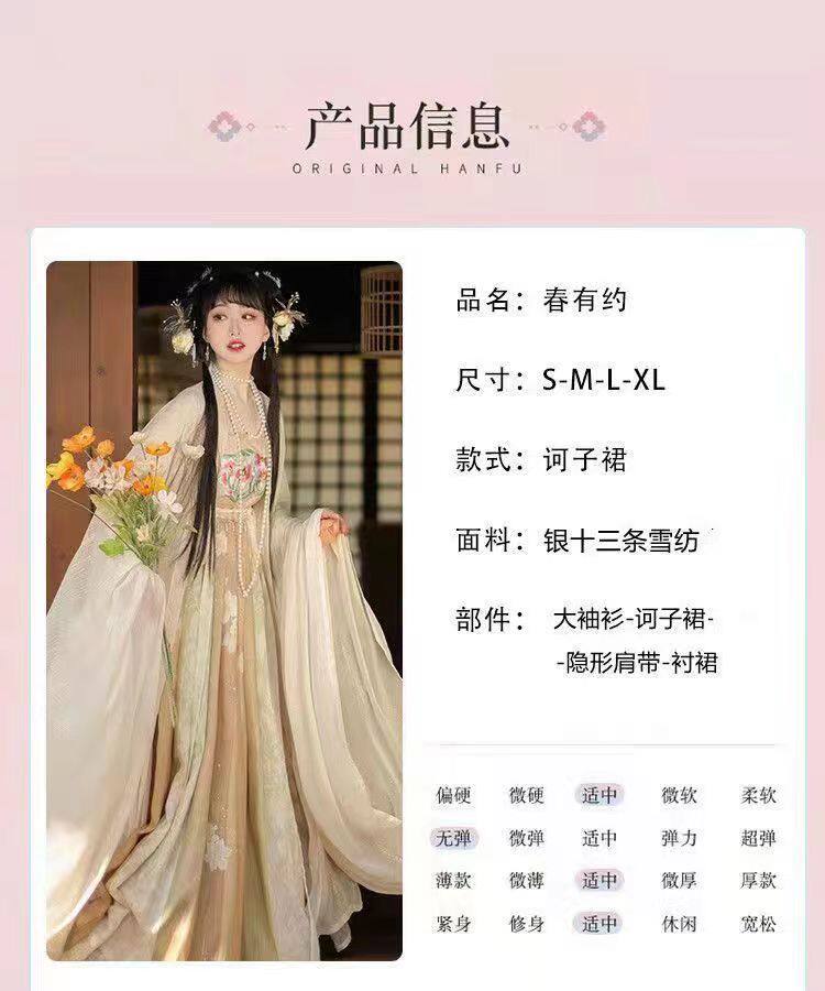 Китайцы одежда наборы 【春有约】原创唐制诃子裙汉服女大袖衫印花正品日常套装春秋款式 Tagkita