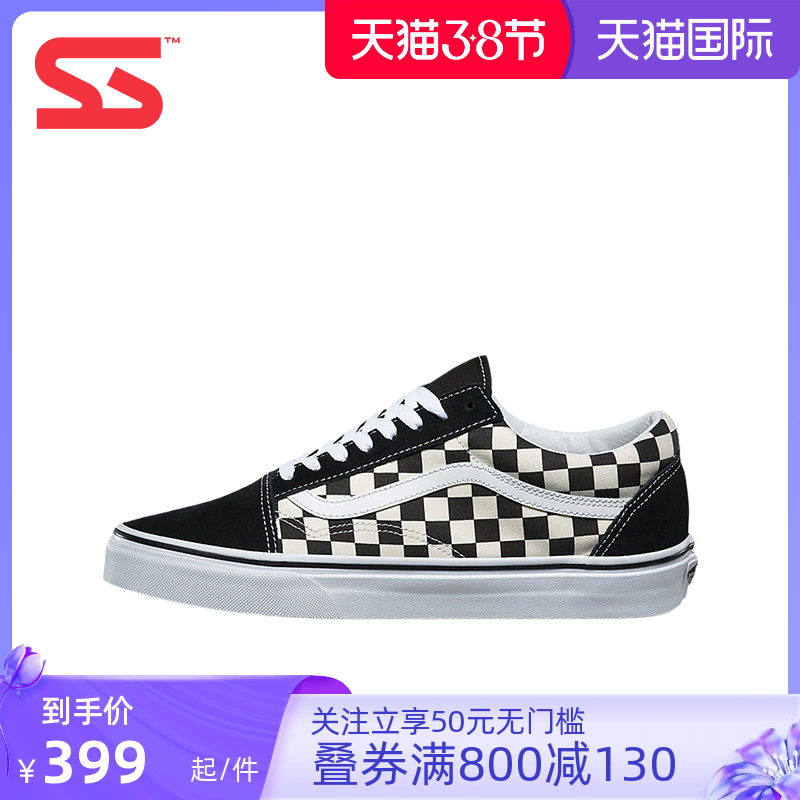 VansVANS CHECKERBOARD Classic black and white male and female couples with low help casual shoes board shoes VNOA38G1POS