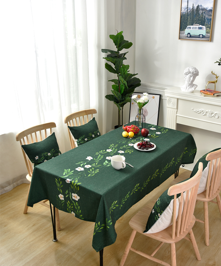 Khăn trải bàn màu xanh đậm không thấm nước và khăn trải bàn chống thấm vải cotton và vải lanh nhỏ tươi bàn vải bàn cà phê khăn trải bàn hình chữ nhật - Khăn trải bàn khăn trải bàn hàn quốc