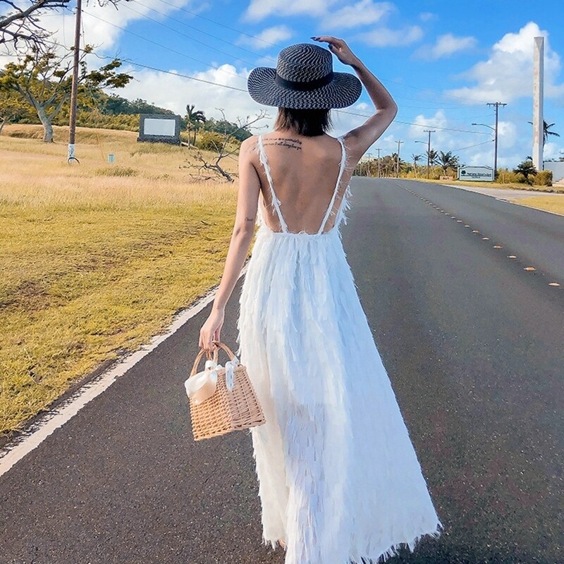 Ultra Fairy Dew Back Long Dress Sanya Ocean Dress Seaside Beach Dresses Beach Dresses Fairy Skirts