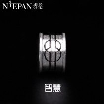 Solid silver leather rope beaded Road Lutong mens bracelet cool black sterling silver wisdom transfer beads personality fashion gift