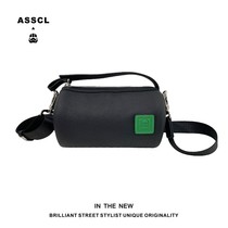 Tide Cylindrical Bag Male Leather Hip Hop Bucket Backet Street Slipper Slipper in Tide Bag