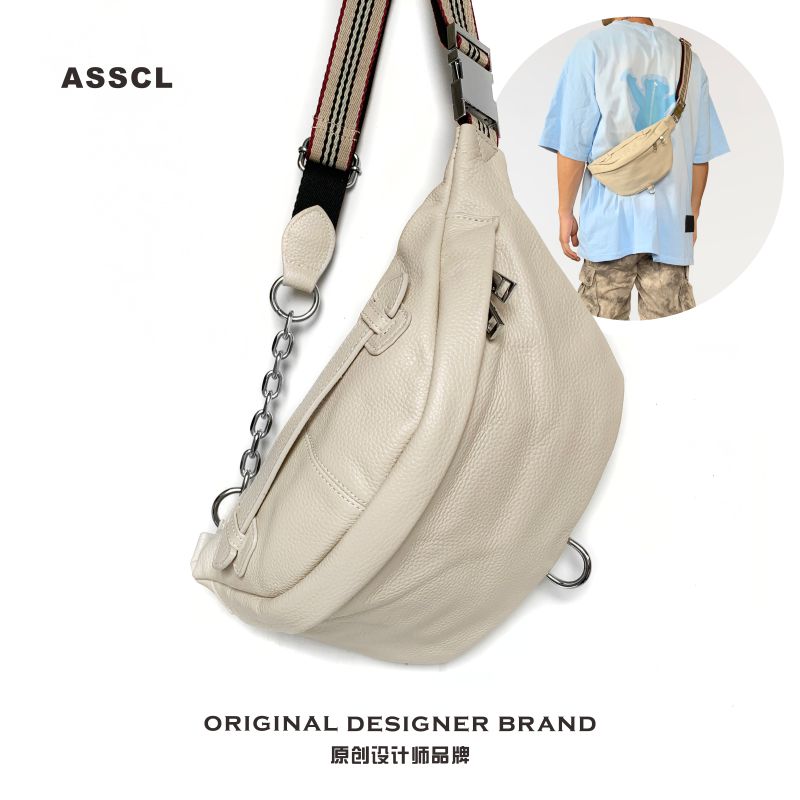 ASSCL Street Trend Mechanical Wind Chain Backpack Bull Bull Skin Design Backpack in Waist Bag