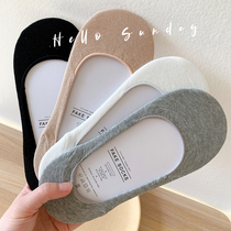 A socks shop lady summer thin pure cotton pure color shallow mouth invisible boat Socks versatile with single shoes no heel without bones