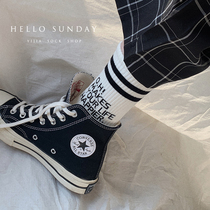 A socks with two bars street skateboarding letters couples cotton autumn and winter sports ladies ins tide socks