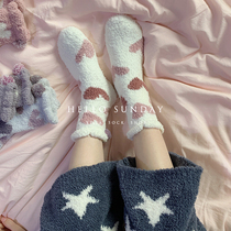 Furry soft home socks a socks shop lady autumn and winter thick warm coral velvet sleep floor