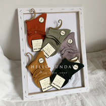 Socks women Summer thin cotton curl short socks boat socks low solid color Korean candy color loose Joker Cotton