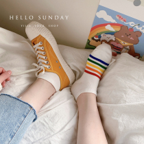 Where there is a rainbow tell me a socks shop male Lady cotton spring and summer boat Socks short socks low-help Korean version of sweat