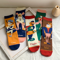 Scissorhands Edward and the Clowns story A socks shop spring cotton midtube cute cartoon tide Lady