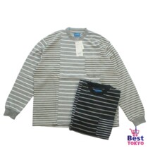  Spot Discount BEAMS Crazy Border Tee 20AW Round neck Stitching Striped Loose Long-sleeved T-shirt