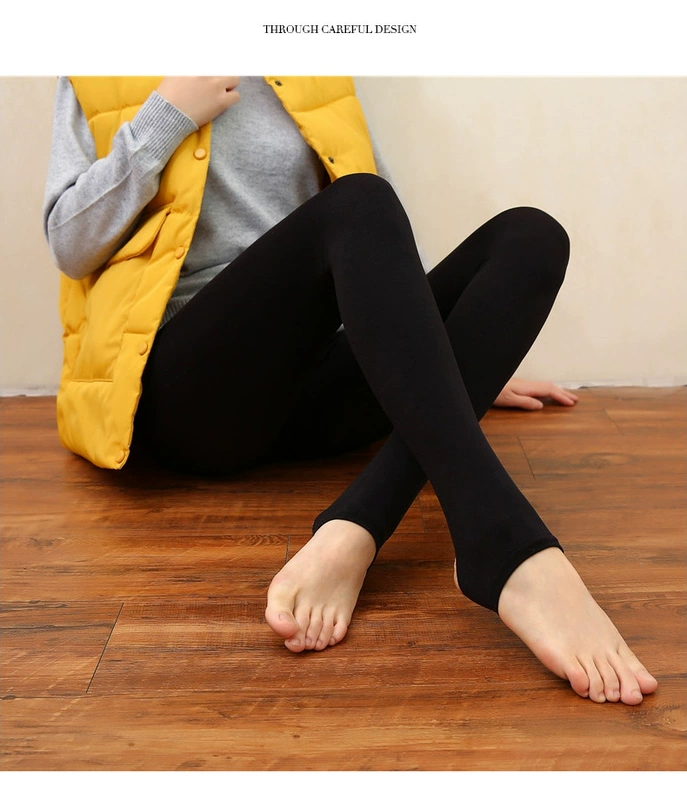 Cộng với quần legging nhung nữ mặc mùa thu đông dày là quần lửng cạp cao ấm áp mặc quần nhung bước dài quần dài co giãn