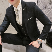 2020 Autumn Suit Mens Suit Business Korean Best Man Dress Three Piece Set Slim Set Tide