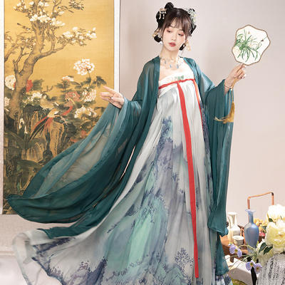 New original adult Hanfu chest-length blouse and skirt, elegant Chinese style, Tang Dynasty ancient costume for women, high-end spring and autumn two-piece set