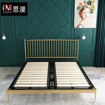 Nordic simple light luxury iron bed 1 8 meters 1 5 double net red gold sheet man modern iron frame iron stainless steel