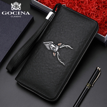 2020 new wallet mens long leather zipper wallet large capacity Tide brand wallet youth bag