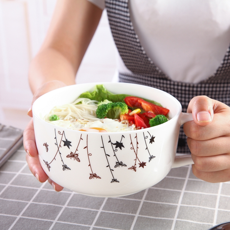 Ceramic bowl with cover with "bringing large handles lunch box microwave Jane the ipads porcelain bowl of tangshan