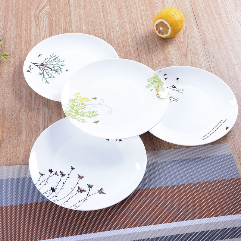 Ipads porcelain dish plate disc ceramic household various size square plate disc fuscescens plate tree Korean series