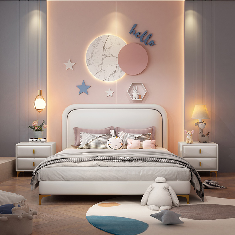 Light extravagant princess bed girl bedroom teenagers solid wood bed modern 1 2 m single beds net red child bed boy