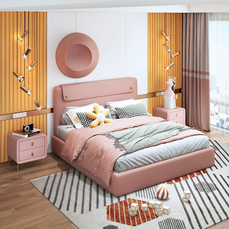 Creative Girl Bed Light Lavish Simplicity Approb. Modern 1 2 m Children Bed Solid Wood Princess Bed Daughter Bed Net Red Girl Bed