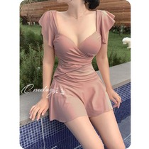 Japanese Swimsuit Lady Conjoined Conservative Skirt-Style Shade of Skinny Immortals New Burst Fashion Bubble Spa Swimsuit