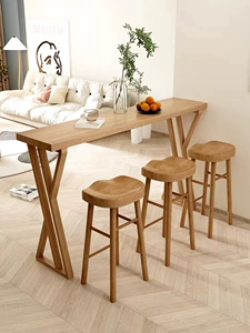 Nordic All -Solid Wood Bar Table Домохозяйство гостиная перегородка балкон представляет собой с высоким содержанием узкого столового чайного чая длинный стол и стул простые