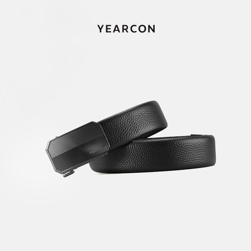 Yercon Genuine Leather Automatic Buckle Cow Leather Business Casual Pants Belt Youth Men's Men's Job Belts Young Men