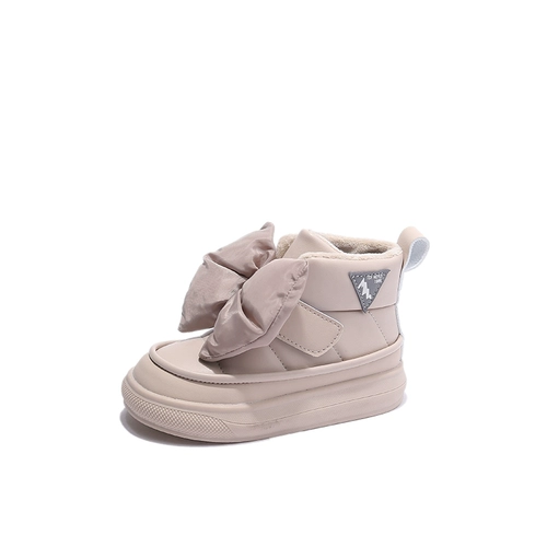 Флисовые зимние ботинки, детские короткие сапоги для принцессы с бантиком, 2022, средней длины