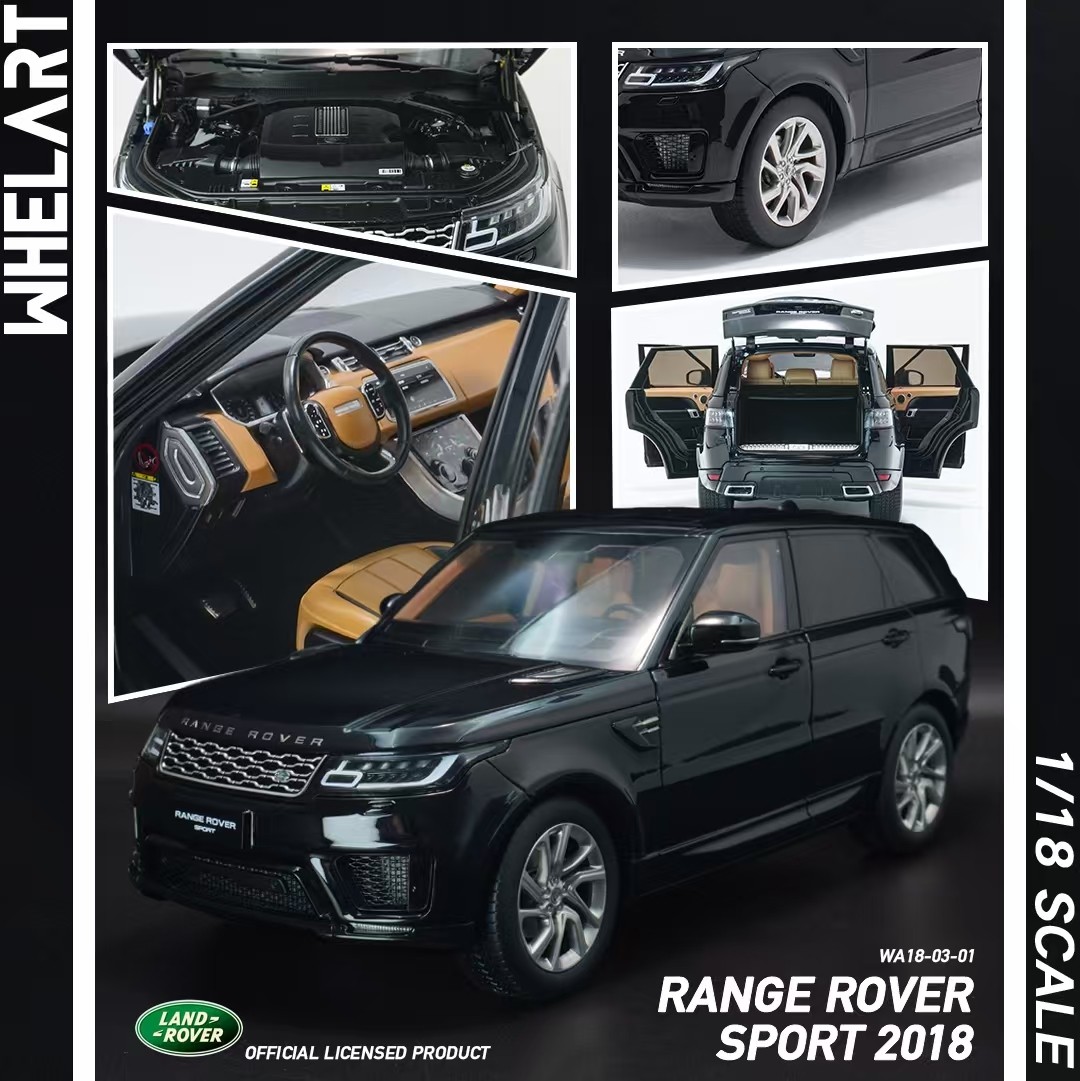 WHELART 1:18 Land Rover Range Rover Sport Black Simulation Alloy