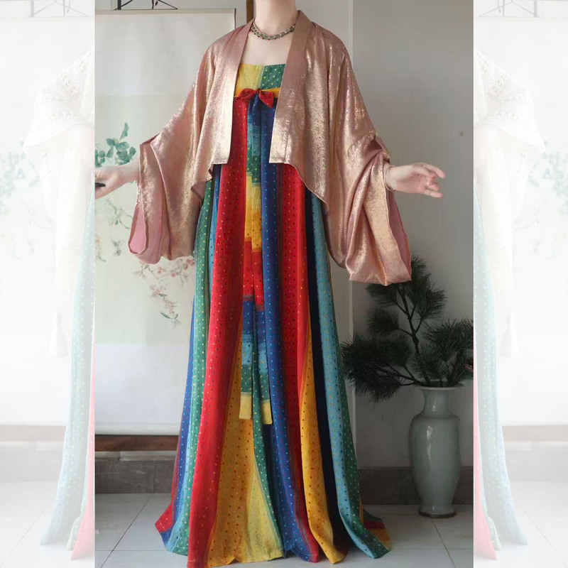 Nanzhi National Style Rainbow Eight-Piece Suspender Dress