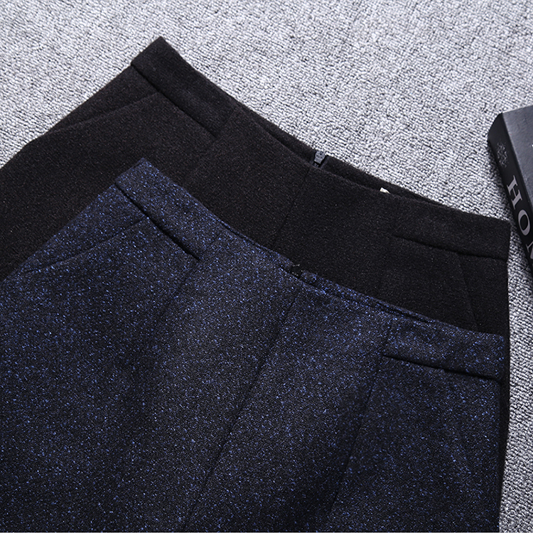 Người mẫu thu đông 2018 quần short len ​​cạp cao nữ mặc một chiếc quần ống rộng từ quần skinny mỏng giản dị quần sooc đen nữ lưng cao