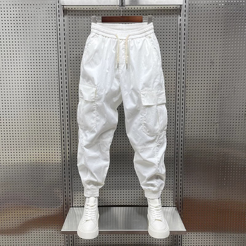 Trendy White Cargo Pants Casual Pants for Men Spring and Summer 2026 New Loose Jogger Sports Pants for Men