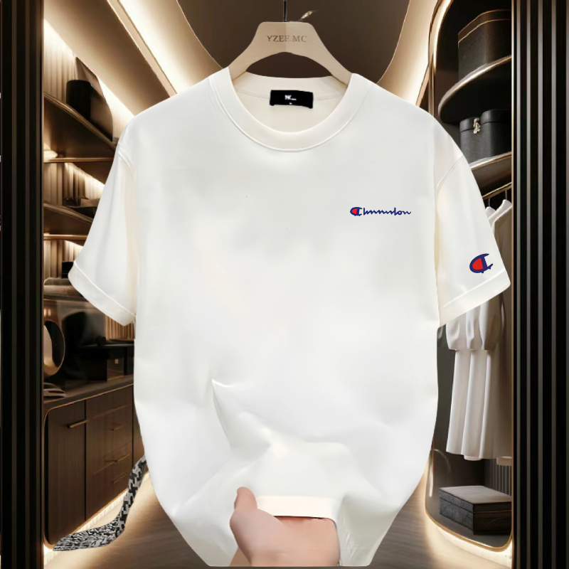 Trendy White Short-Sleeved T-Shirt for Men, 2026 Summer New Style, Printed and Embroidered Half-Sleeve Loose Fit T-Shirt for Men