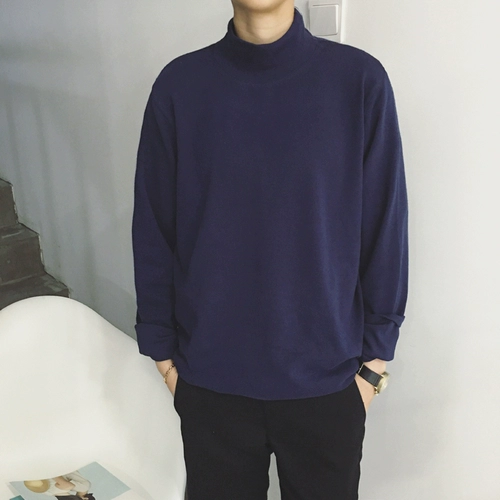 Мужской демисезонный лонгслив, приятная телу брендовая толстовка, в корейском стиле, высокий воротник, подходит для подростков, оверсайз